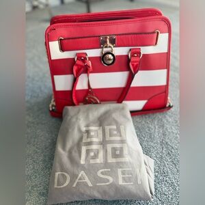 Red and White Striped Women's Bag